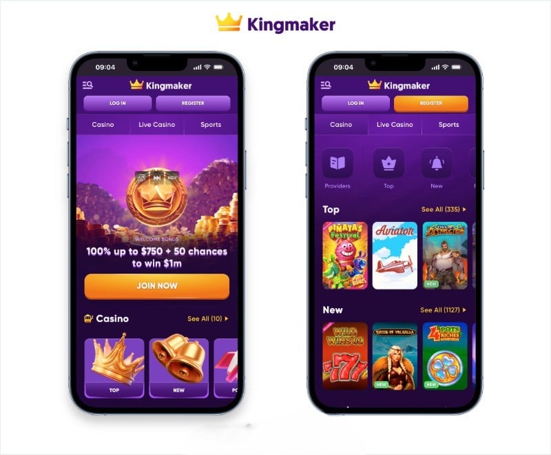 kingmaker screenshot on mobile on a white background